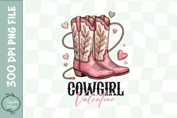 Cowgirl Valentine Cupid Retro PNG