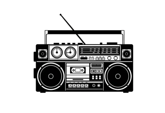 Retro Boombox Cassette Player Vector