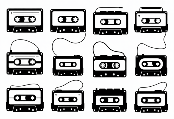 Retro Cassette Tape Icons Vector Art Review