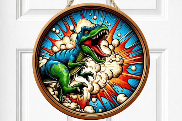 Retro Comic Roaring Dinosaur Door Sign Review