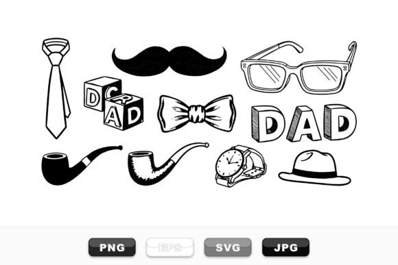 Retro Dad Accessories Clipart Set Review