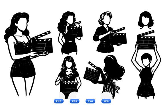 Retro Film Girl Clipart Set