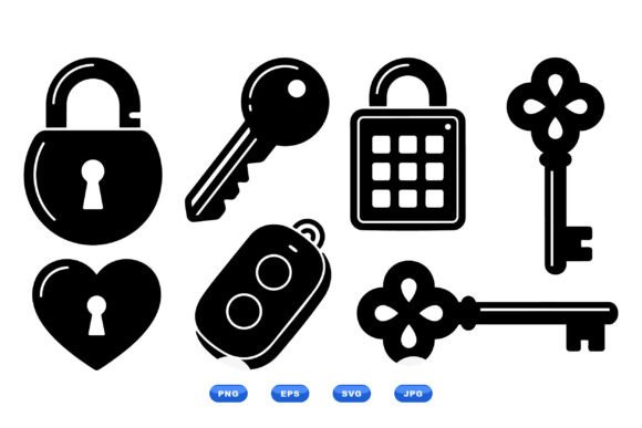 Retro Key and Lock Clipart