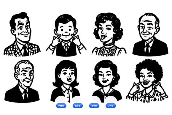 Retro People Face Clipart Review