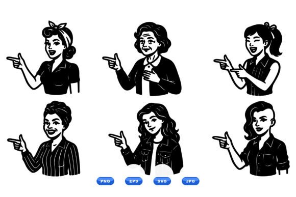 Retro Pointing Women Clipart Review