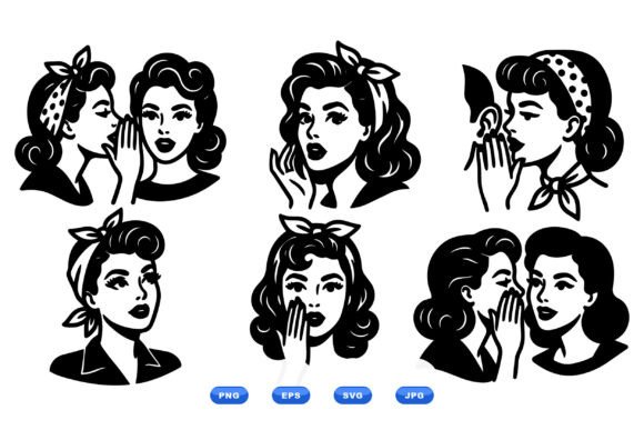 Retro Whisper Women Clipart Review