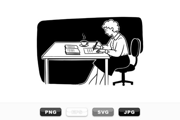 Retro Woman Writing Clipart Review