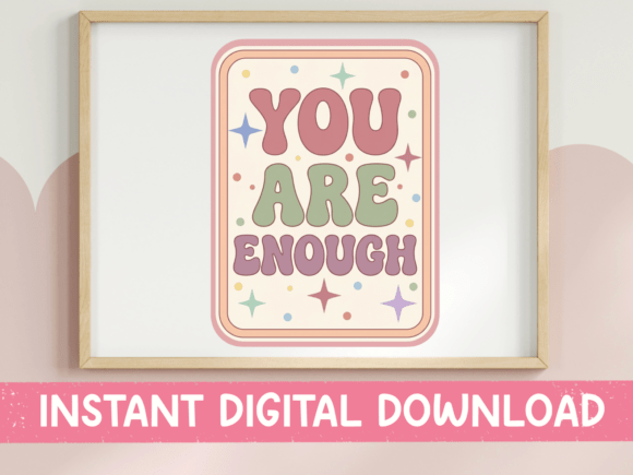 You Are Enough Retro Groovy Lettering Review